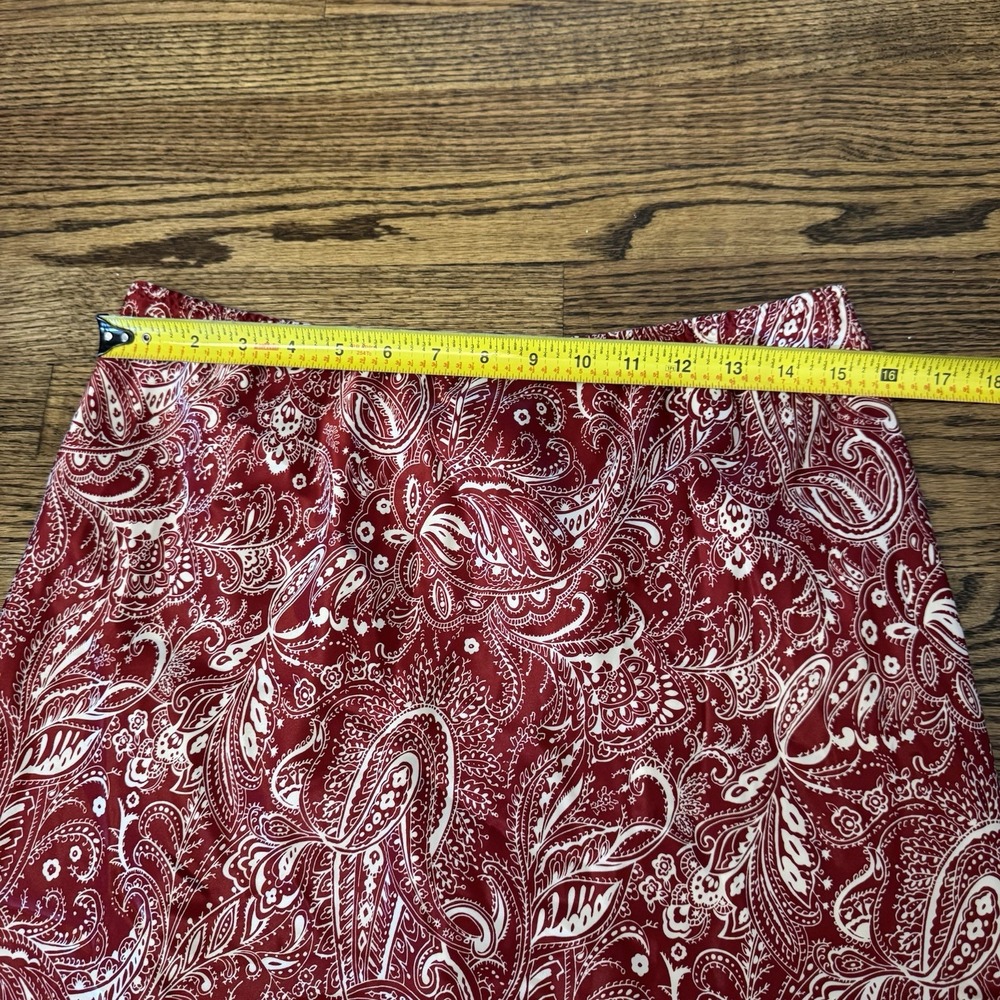 Banana Republic Paisley Print Silk Skirt Womens Size 6 Red Ivory Holiday Classy - Picture 6 of 7